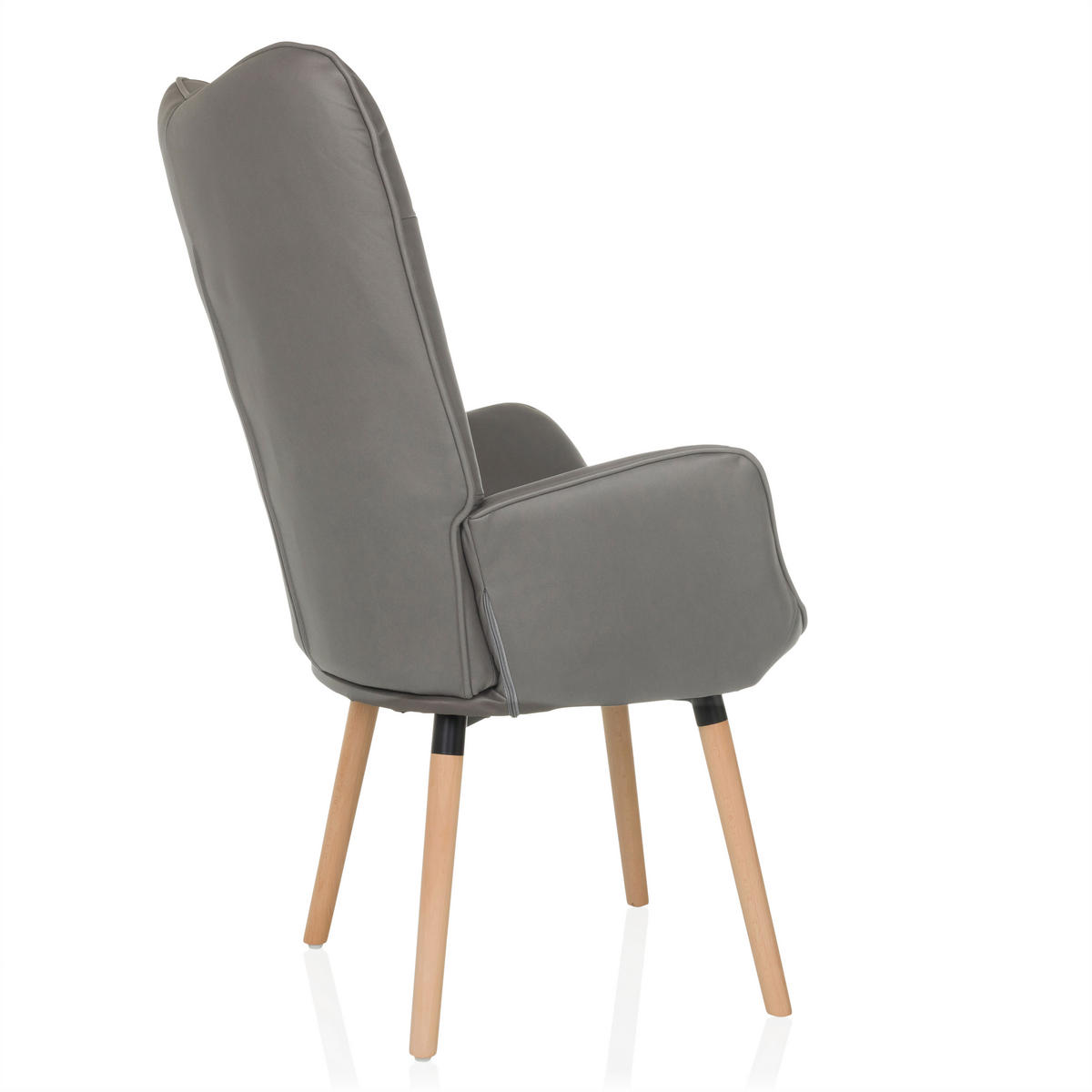 OHRENSESSEL in Velours Grau  - Buchefarben/Grau, MODERN, Holz/Textil (70/106/75cm) - MID.YOU