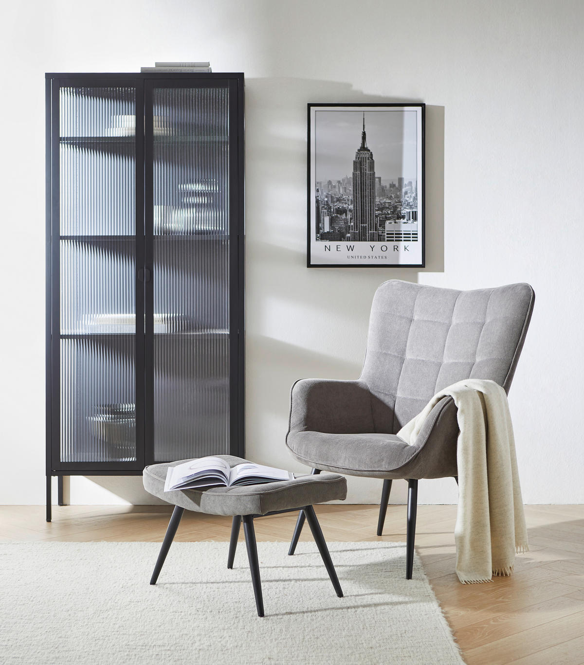 VITRINE in Schwarz  - Schwarz, Trend, Glas/Metall (80/180/35cm) - Xora