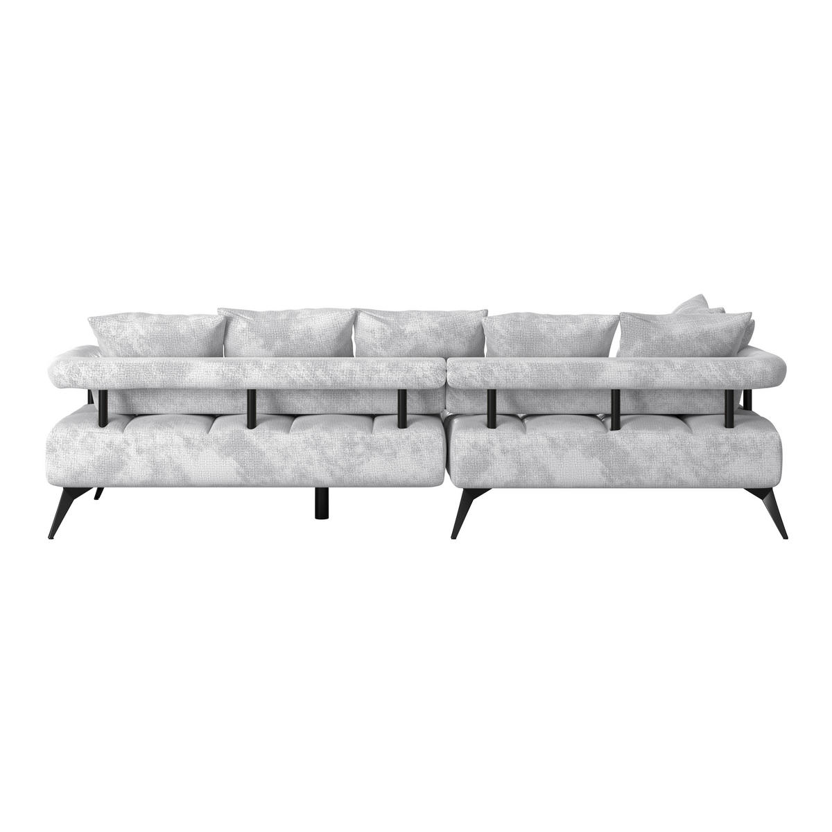 ECKSOFA in Flachgewebe Hellgrau  - Hellgrau/Schwarz, Modern, Kunststoff/Textil (200/297cm) - Livetastic