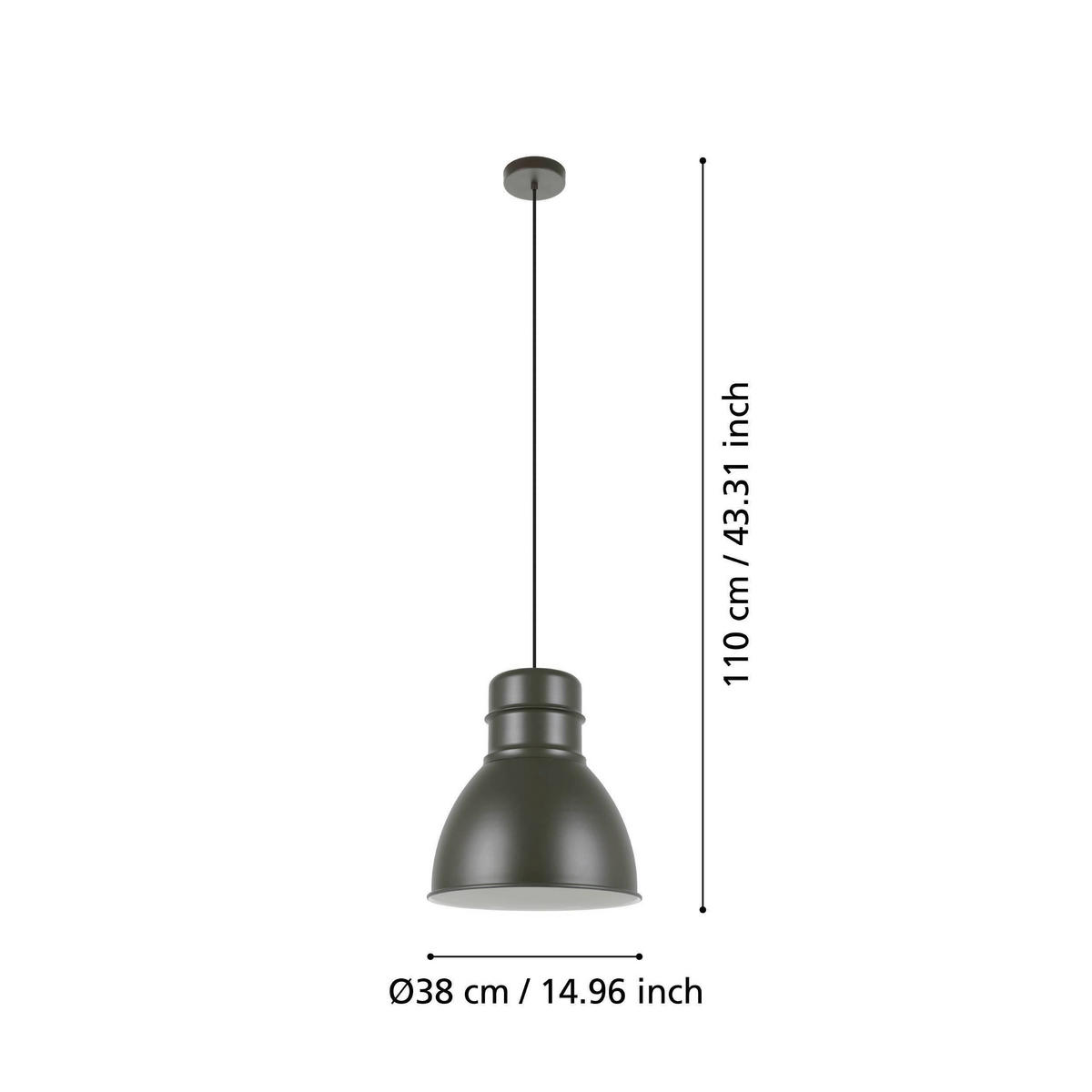 HÄNGELEUCHTE 38/110 cm  - Weiß/Grau, KONVENTIONELL, Metall (38/110cm)