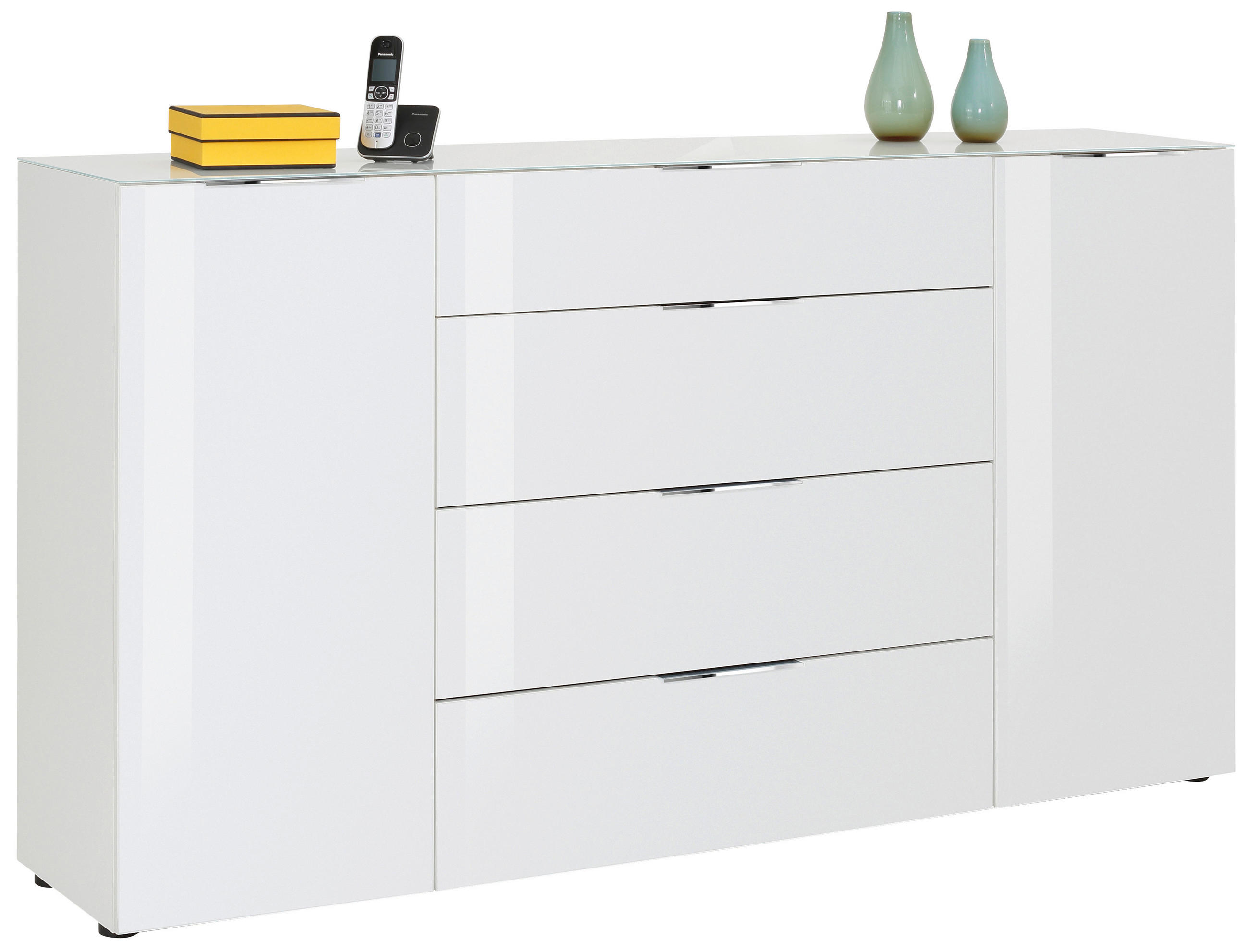 COMODA CU U?I 180,4/98,7/40 cm - alb/culoare crom, Basics, plastic/sticlă (180,4/98,7/40cm) - Voleo