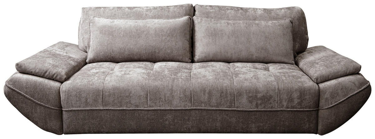 SCHLAFSOFA ELMA Struktur Taupe  inkl. Rückenkissen, Nierenkissen, Armlehnenkissen, Rücken echt  - Taupe/Schwarz, KONVENTIONELL, Holz/Kunststoff (280/73-93/107cm) - Livetastic