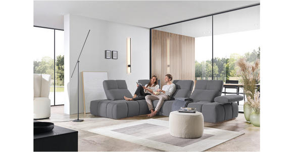 ECKSOFA in Struktur Grau 233/313 cm - Schwarz/Grau, Design, Kunststoff/Textil (233/313cm) - Emilio Belluti