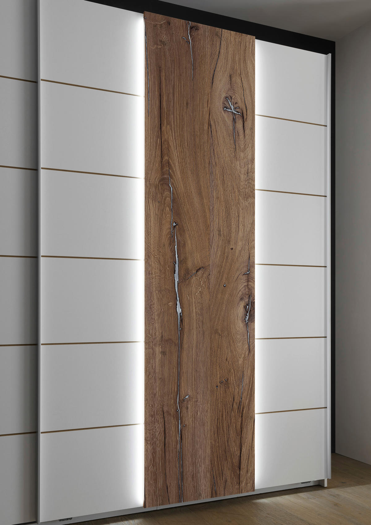 ORMAR ZA ODEĆU bela, boja hrasta  270/210/60 cm  - boja aluminijuma/boja hrasta, Moderno, metal/pločasti materijal (270/210/60cm) - Carryhome