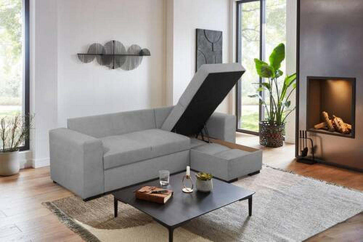 ROHOVÁ SEDACIA SÚPRAVA, textil, svetlosivá - čierna/svetlosivá, Konventionell, textil/plast (243/155cm) - Carryhome