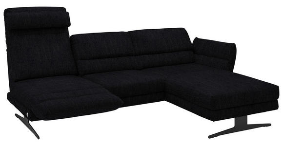 ECKSOFA  in Flachgewebe Schwarz  279-327/176-217 cm  - Schwarz, Design, Textil/Metall (279-327/176-217cm) - Dieter Knoll