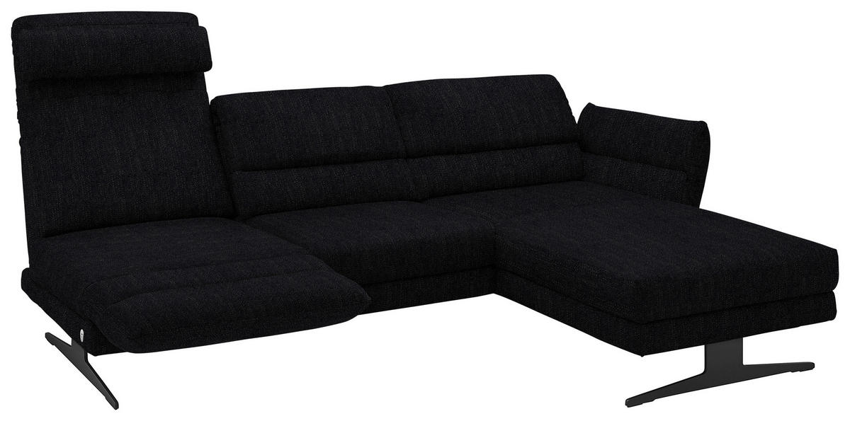 ECKSOFA in Flachgewebe Schwarz  279-327/176-217 cm  - Schwarz, Design, Textil/Metall (279-327/176-217cm) - Dieter Knoll