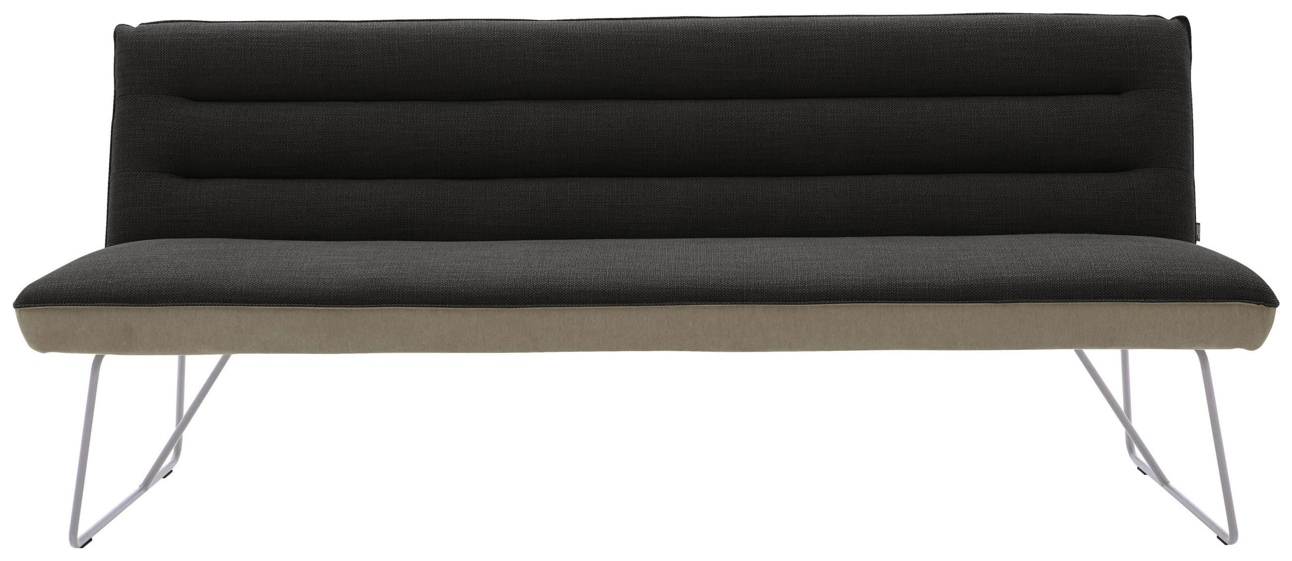 SITZBANK 218/89/68 cm  in Anthrazit, Edelstahlfarben, Greige  - Edelstahlfarben/Greige, Design, Textil/Metall (218/89/68cm) - Dieter Knoll