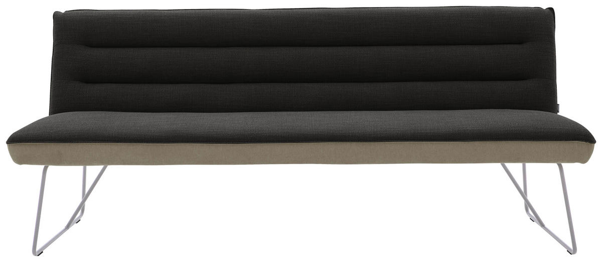 SITZBANK in Metall, Textil Anthrazit, Edelstahlfarben, Greige  - Edelstahlfarben/Greige, Design, Textil/Metall (218/89/68cm) - Dieter Knoll