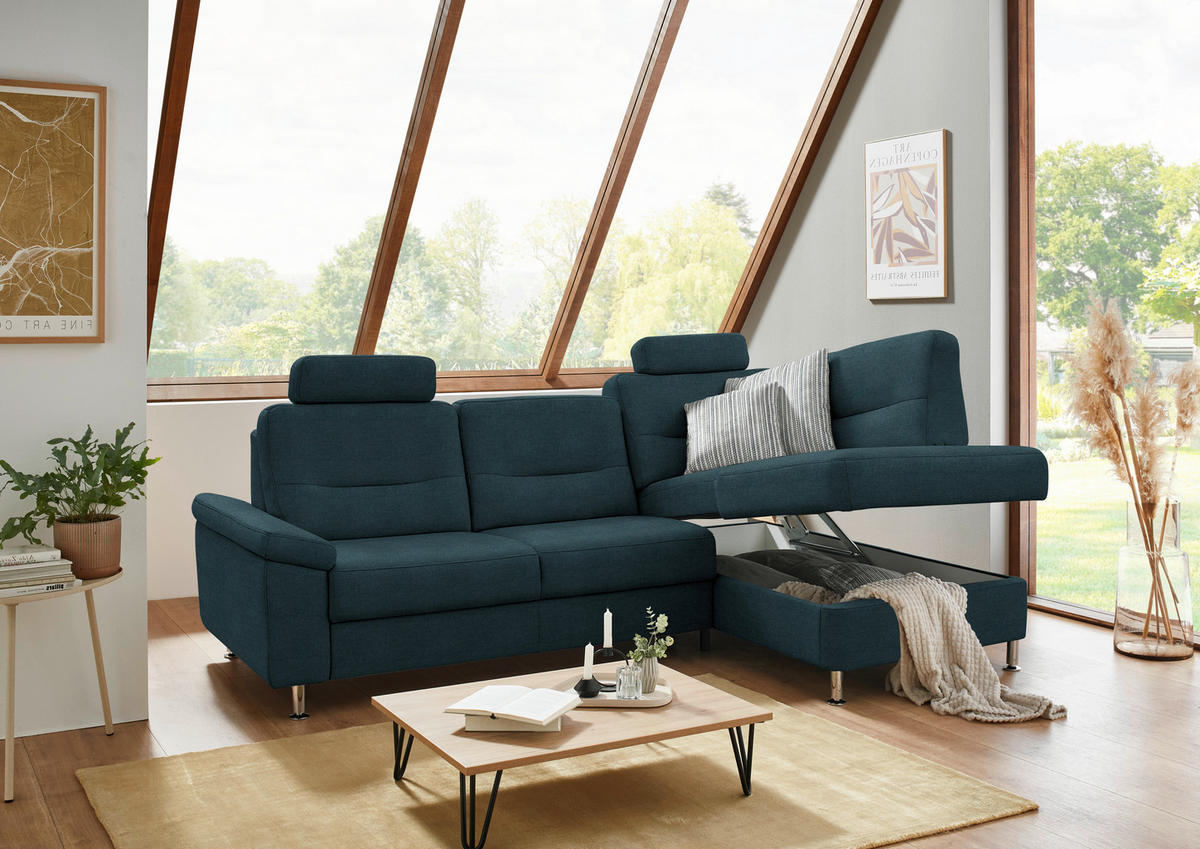 ECKSOFA  in Flachgewebe Opal  244/160 cm  - Opal/Alufarben, KONVENTIONELL, Textil/Metall (244/160cm) - Beldomo Comfort