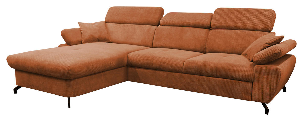 ECKSOFA OMEGA in Chenille Rot  186/280 cm  - Rot/Schwarz, Design, Textil/Metall (186/280cm) - MID.YOU