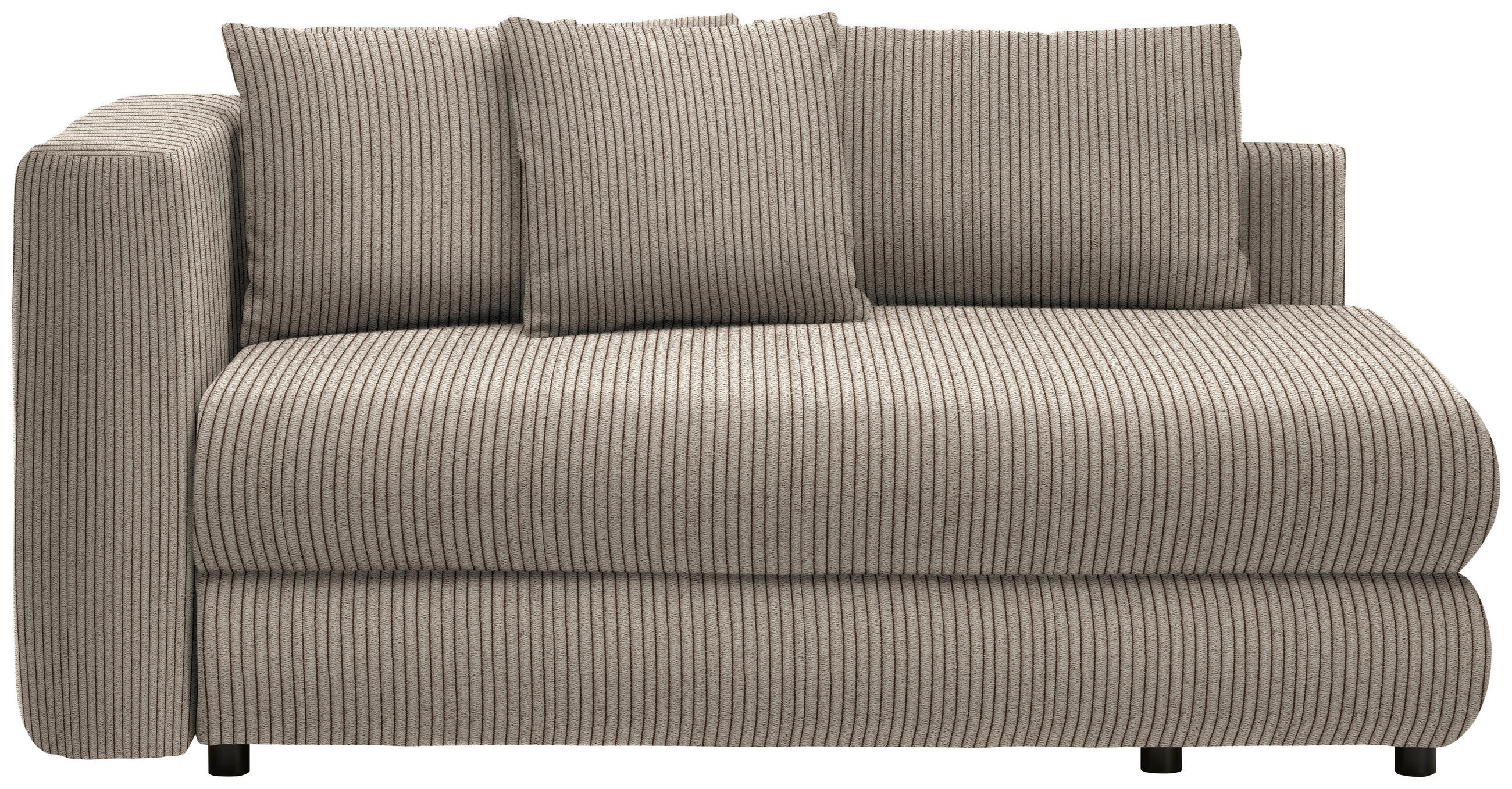 RÉCAMIERE in Cord Taupe  - Taupe/Schwarz, Design, Kunststoff/Textil (171/71-88/93cm) - Cantus