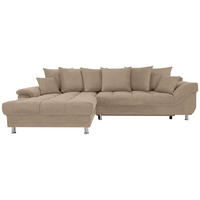 ECKSOFA Flachgewebe, Mikrofaser Taupe  - Taupe/Chromfarben, Design, Kunststoff/Textil (198/312cm) - Livetastic