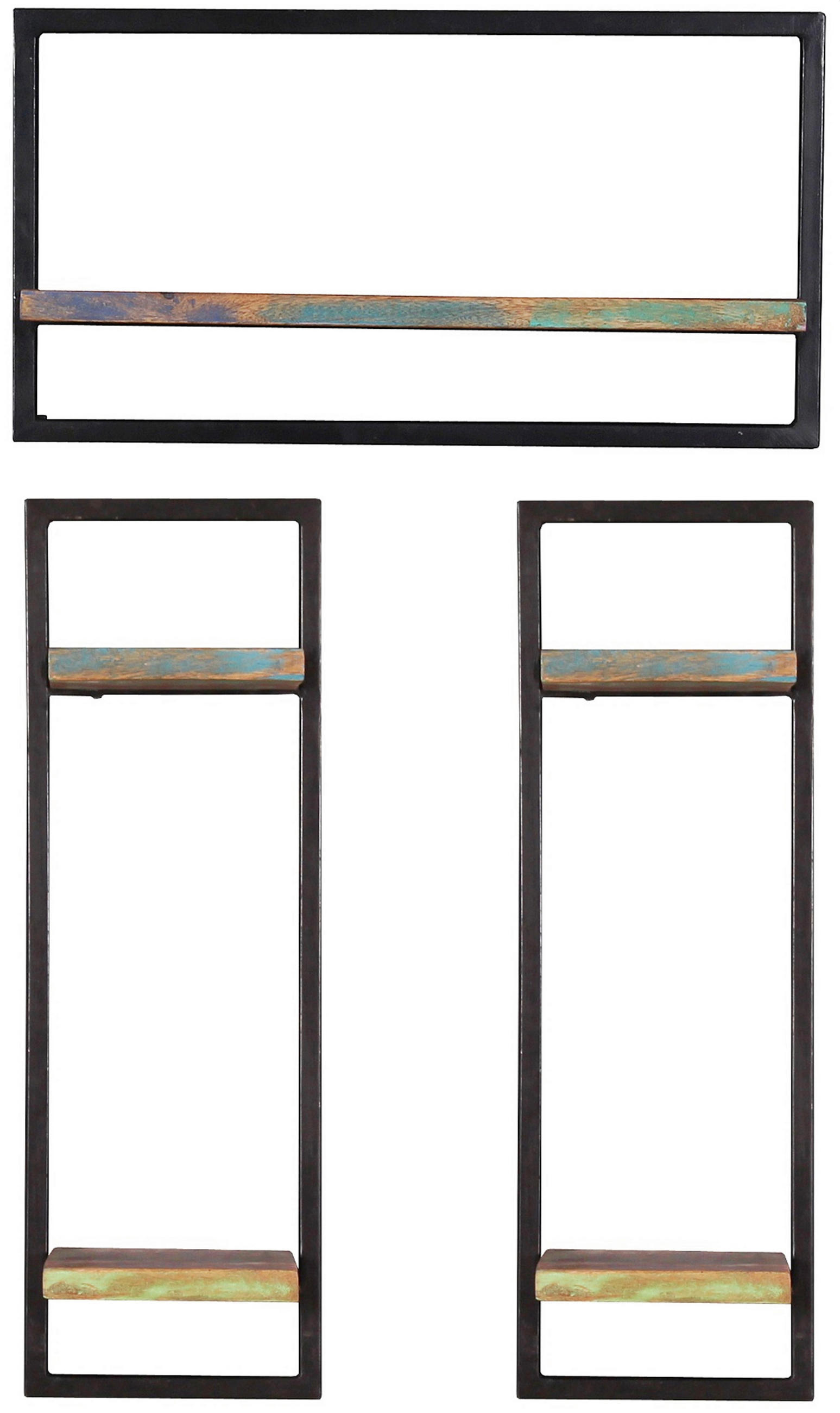 WANDREGALSET 65/115/25 cm  - Multicolor/Schwarz, Design, Holz/Metall (65/115/25cm) - MID.YOU