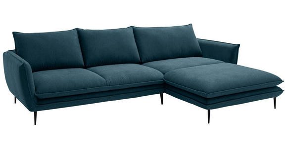 ECKSOFA  in Webstoff Petrol  304/196 cm  - Petrol/Schwarz, KONVENTIONELL, Textil/Metall (304/196cm) - Hom`in