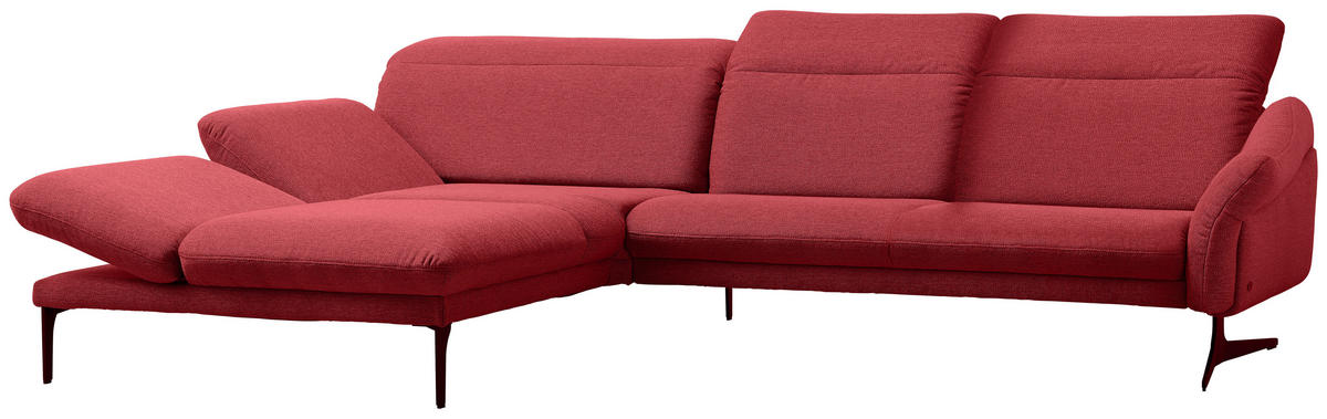 ECKSOFA in Webstoff Rot  - Anthrazit/Rot, Design, Textil/Metall (203/299cm) - Himolla