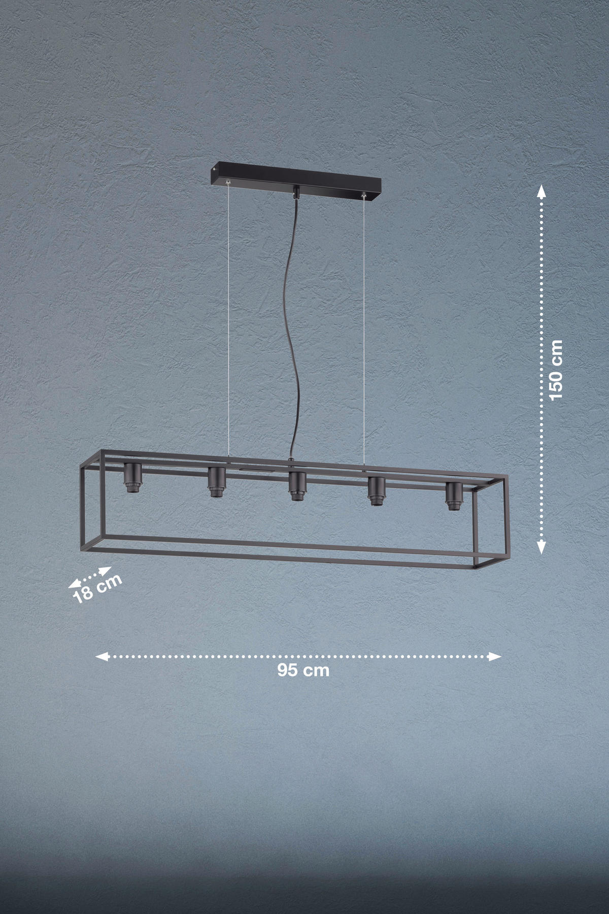 HÄNGLAMPA Modular XS 95/18/150 cm  - svart, Basics, metall (95/18/150cm) - Fischer & Honsel