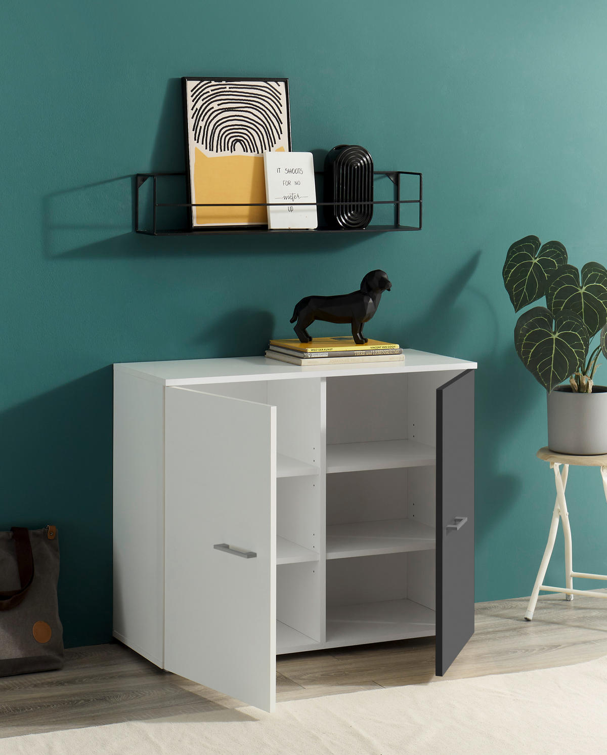 DETSKÁ KOMODA  - biela/grafitová, Modern, kompozitné drevo/plast (90/74/37cm) - Carryhome