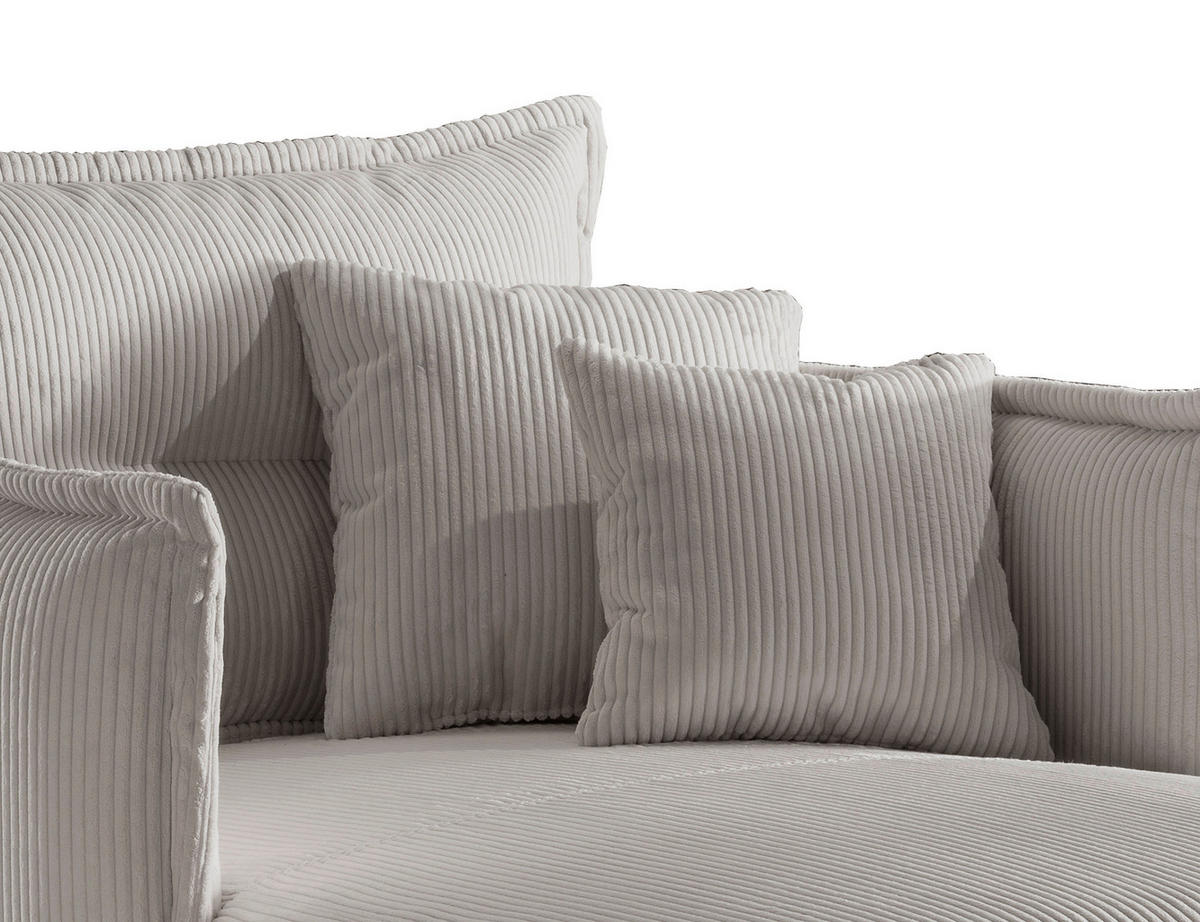 XXL-SESSEL Cord Silberfarben  - Silberfarben/Schwarz, Modern, Textil/Metall (111/101/167cm) - Livetastic