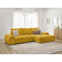 ECKSCHLAFSOFA EVEREST  mit Rücken echt, Armteil links, Armteil rechts Struktur Gelb  - Gelb/Schwarz, MODERN, Kunststoff/Textil (318/180cm) - Livetastic