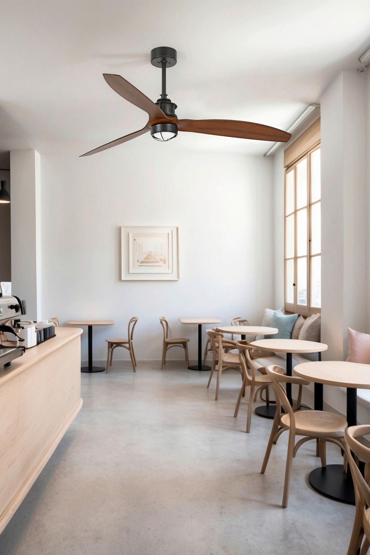 Ventilator mit Beleuchtung CONILLAS 128/67.4 cm   - Walnussfarben/Schwarz, KONVENTIONELL, Kunststoff/Metall (128/67.4cm)