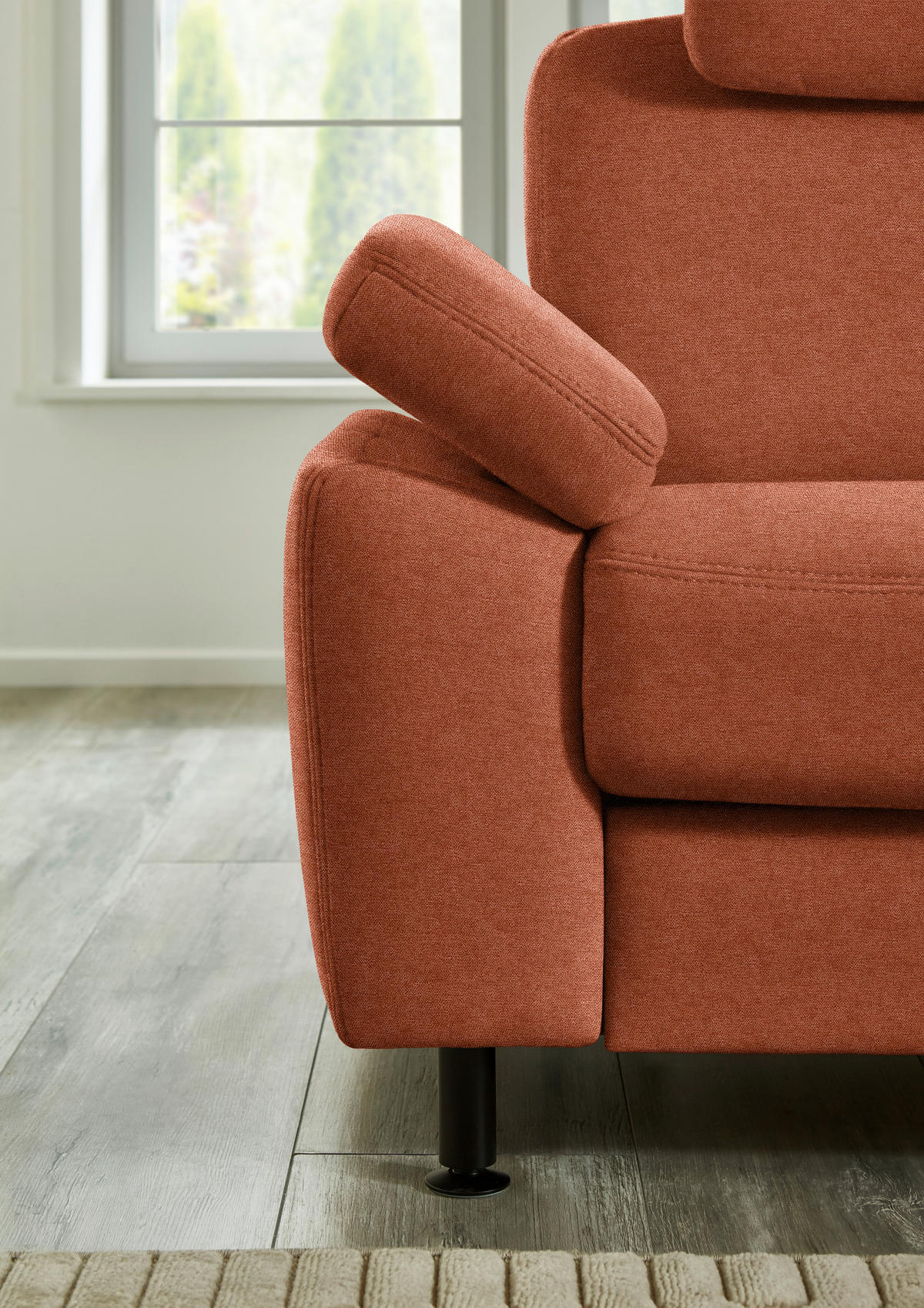 ECKSOFA Flachgewebe Rostfarben  - Rostfarben/Schwarz, Konventionell, Textil/Metall (248/252cm) - Beldomo Comfort