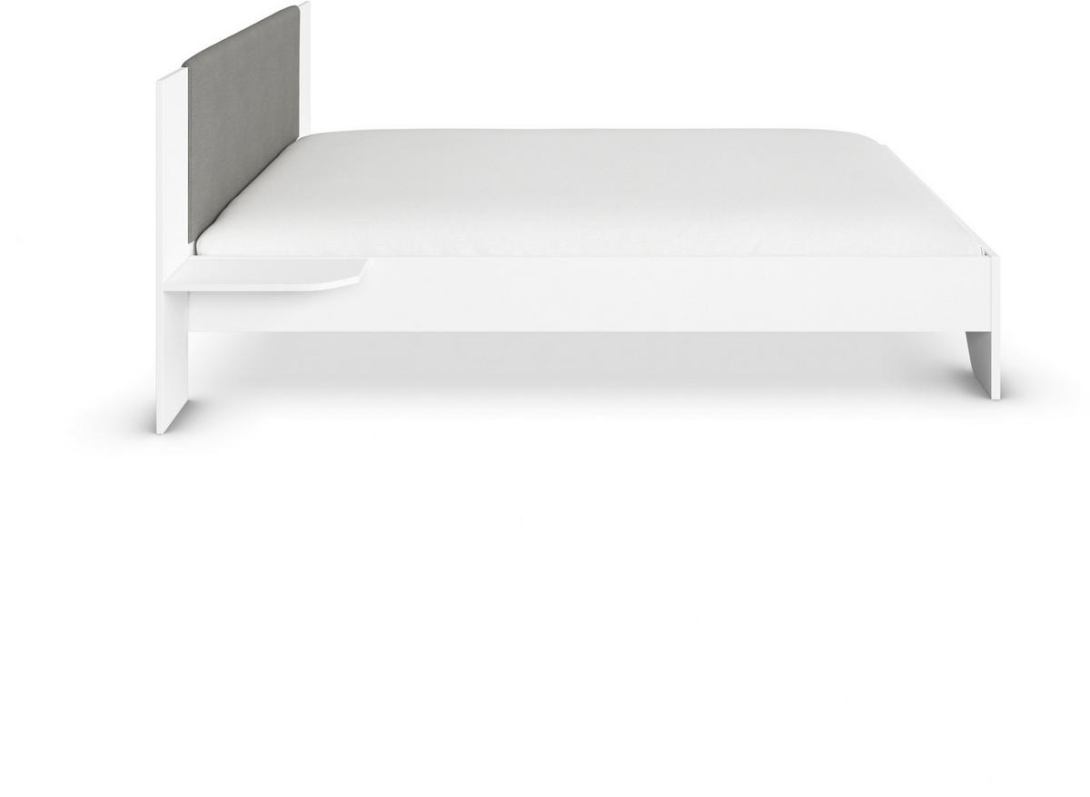 BETTANLAGE 180/200 cm  in Weiss, Dunkelgrau   - Weiss/Dunkelgrau, Design, Holzwerkstoff/Textil (180/200cm) - Boxxx