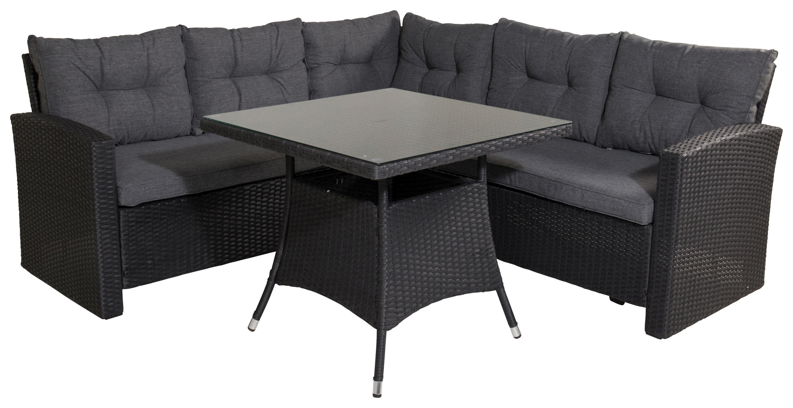 LOUNGEGRUPP  - svart/grå, Klassisk, glas/textil - Gardenson