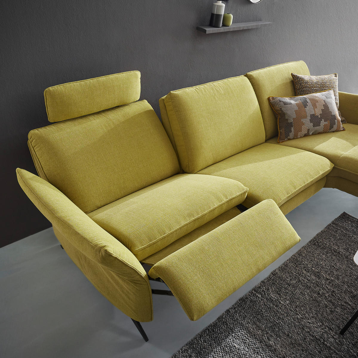 ECKSOFA in Chenille Dunkelrot  158/262 cm  - Anthrazit/Dunkelrot, Design, Textil/Metall (158/262cm) - Himolla Komfortklass