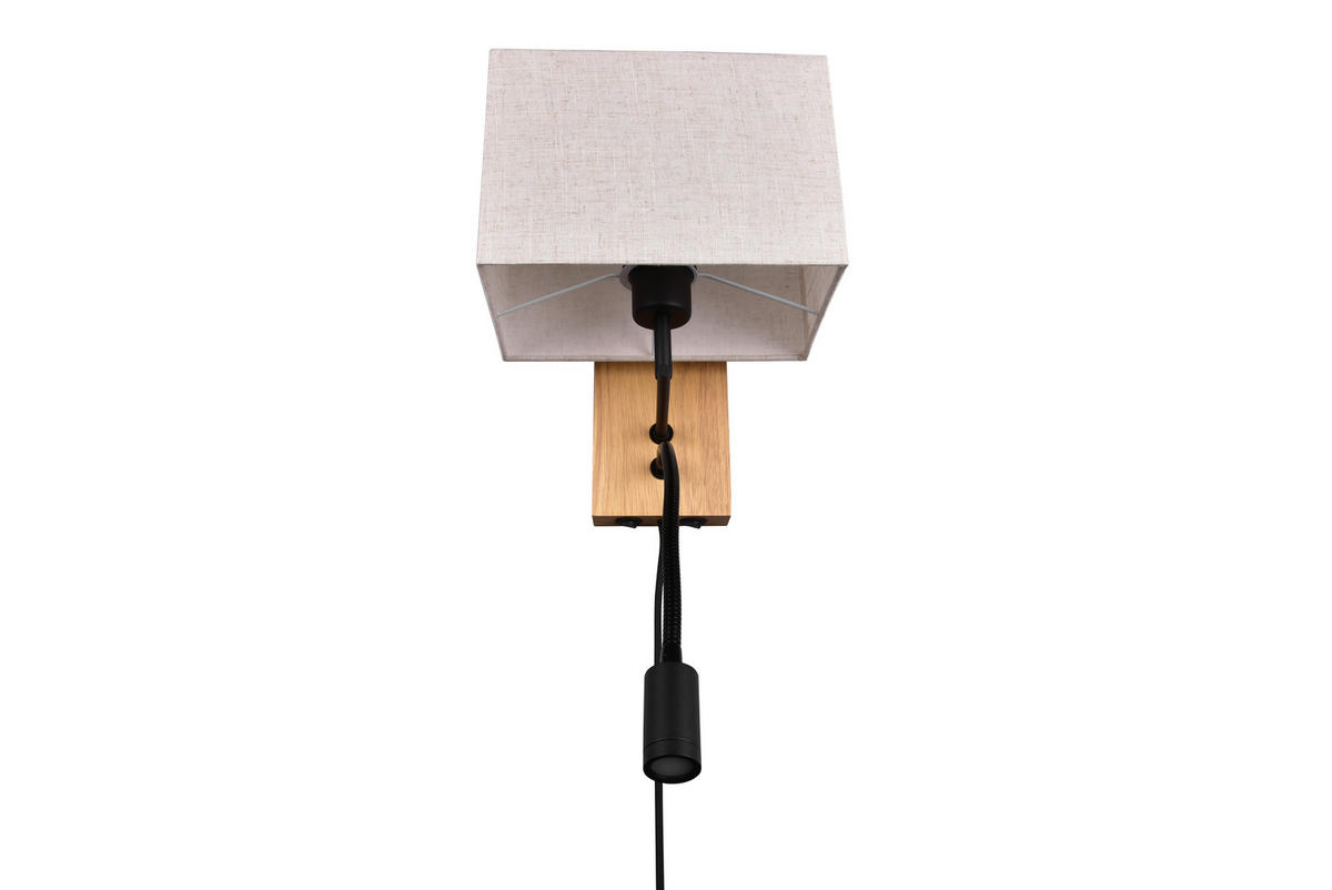 VÄGGLAMPA Nilam   - vit/brun, Natur, trä/textil (30/25/38cm)