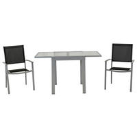 GARTENSET 3-teilig Aluminium 3-teilig  - Silberfarben/Schwarz, MODERN, Textil/Metall - Gardenson