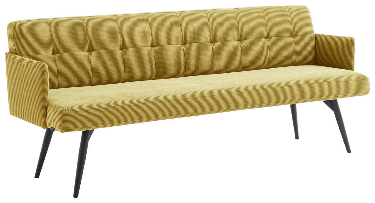 SITZBANK 206/85/69 cm Cord Gelb, Grün Metall  - Gelb/Schwarz, Design, Textil/Metall (206/85/69cm) - Johann Jakob