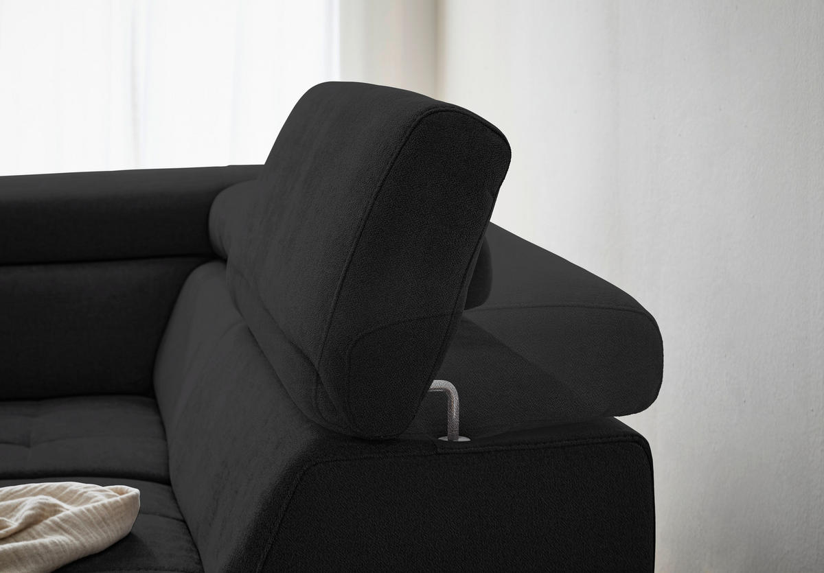 WOHNLANDSCHAFT Schwarz Struktur  - Schwarz, Design, Textil/Metall (177/327/203cm) - Stylife