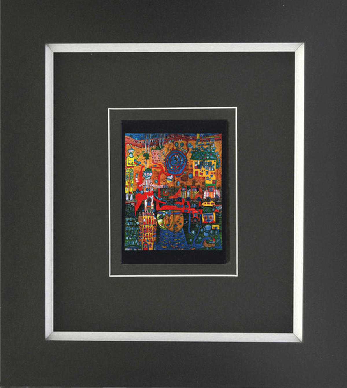 KUNSTDRUCK Friedensreich Hundertwasser Architektur Das 30 Tage Fax  - Multicolor/Schwarz, Basics, Papier (38,5/43cm)