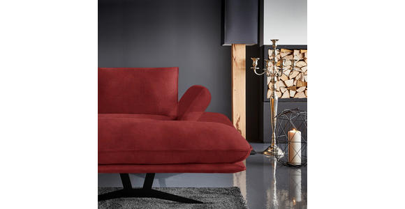 WOHNLANDSCHAFT in Echtleder Rot - Rot/Schwarz, Natur, Leder/Metall (217/359/155cm) - Dieter Knoll