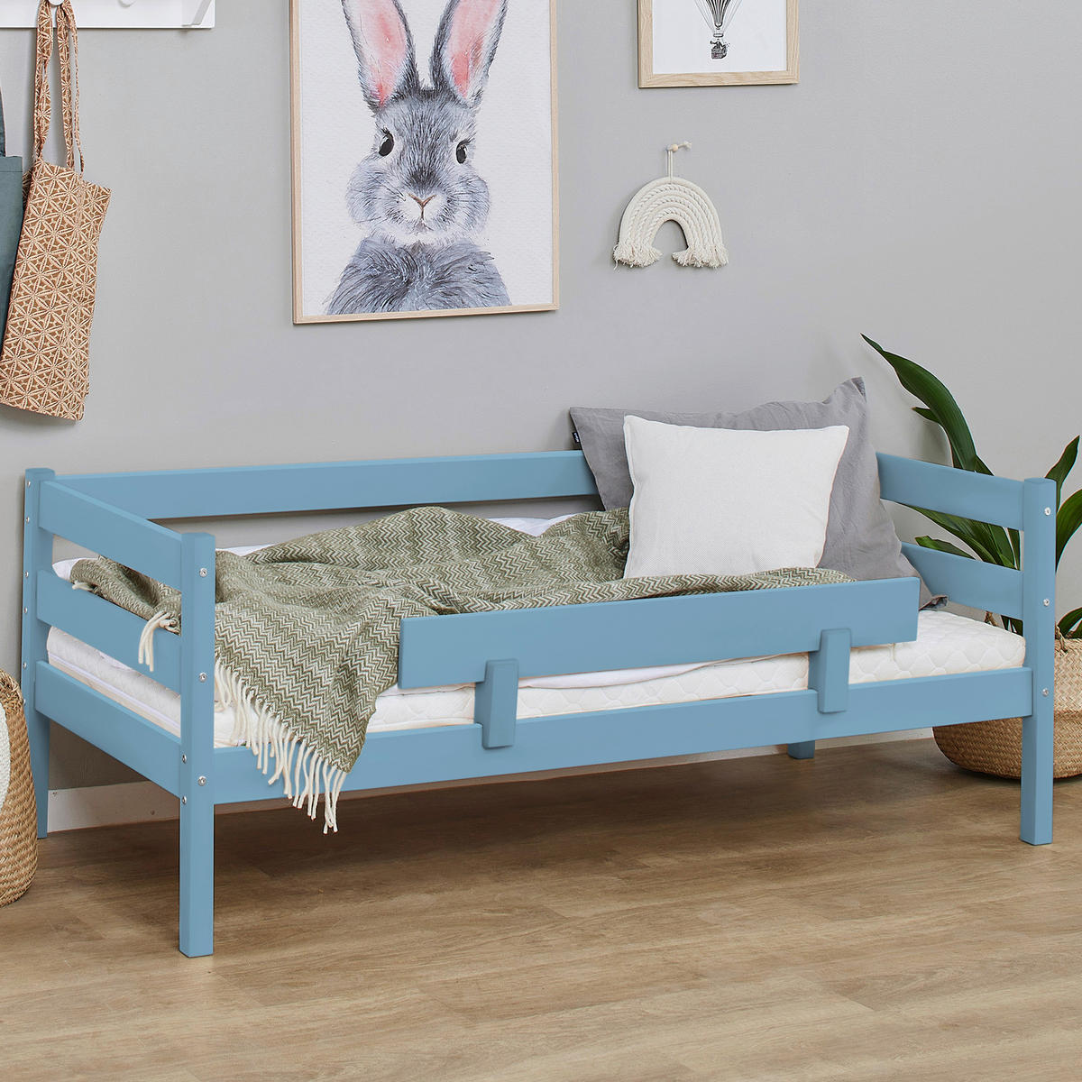 BETTSCHUTZGITTER  - Blau, MODERN, Holz (100/22,5/4cm) - MID.YOU