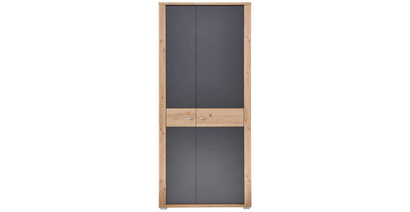 GARDEROBE 5-teilig  in 260/199/38 cm  - Graphitfarben/Eiche Artisan, Design, Holzwerkstoff/Textil (260/199/38cm) - Xora