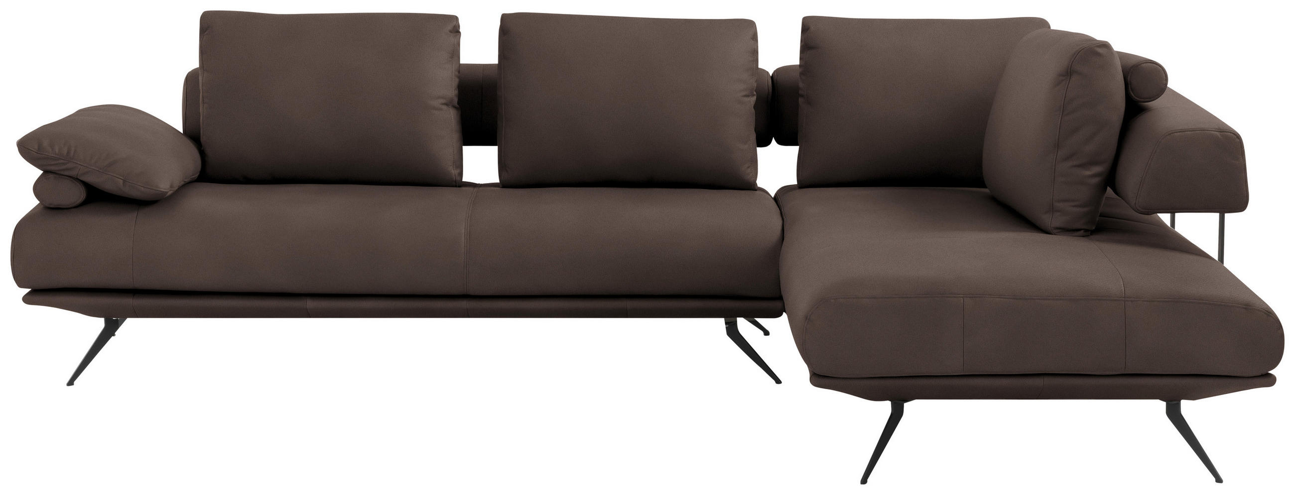 ECKSOFA in Echtleder Dunkelbraun  305/231 cm  - Dunkelbraun/Schwarz, Design, Leder/Metall (305/231cm) - Dieter Knoll