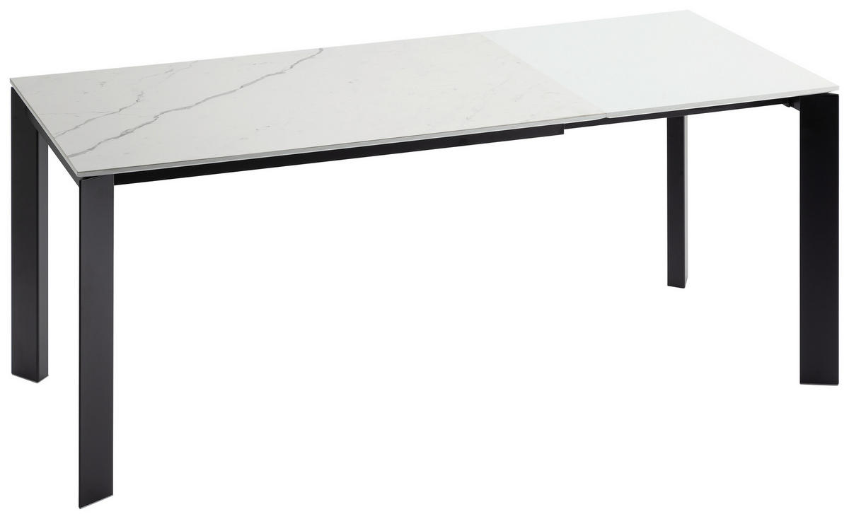 ESSTISCH in Metall, Keramik 120-180/80/75 cm  - Weiss/Schwarz, Design, Keramik/Metall (120-180/80/75cm) - Novel