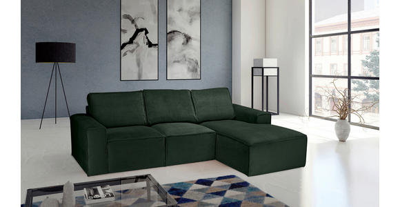 ECKSOFA Dunkelgrün Chenille - Dunkelgrün/Schwarz, KONVENTIONELL, Kunststoff/Textil (272/168cm) - Carryhome