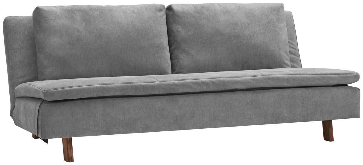 SCHLAFSOFA Flachgewebe Grau  - Eichefarben/Grau, KONVENTIONELL, Holz/Textil (205/85/98cm) - Carryhome