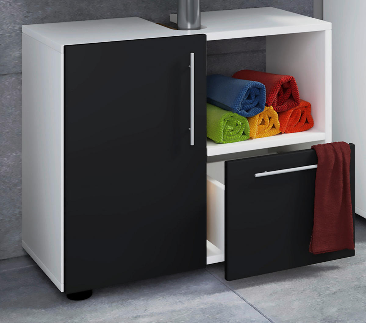 BADEZIMMER  in 122 cm  - Schwarz/Weiß, MODERN, Holzwerkstoff (122cm) - MID.YOU