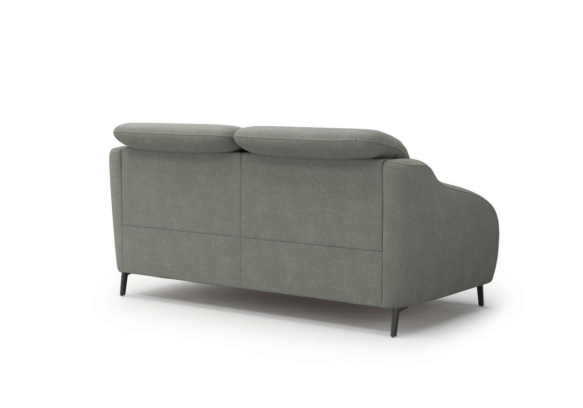2,5-SITZER Mikrofaser Schlammfarben  - Schlammfarben/Schwarz, MODERN, Textil/Metall (172/93/104cm) - Sit & More