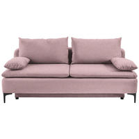 SCHLAFSOFA in Flachgewebe Rosa  - Schwarz/Rosa, Design, Textil/Metall (203/75/100cm) - MID.YOU