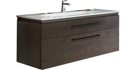 WASCHTISCHKOMBI 120 cm - Dunkelbraun/Schwarz, MODERN, Holzwerkstoff/Metall (120cm) - Novel