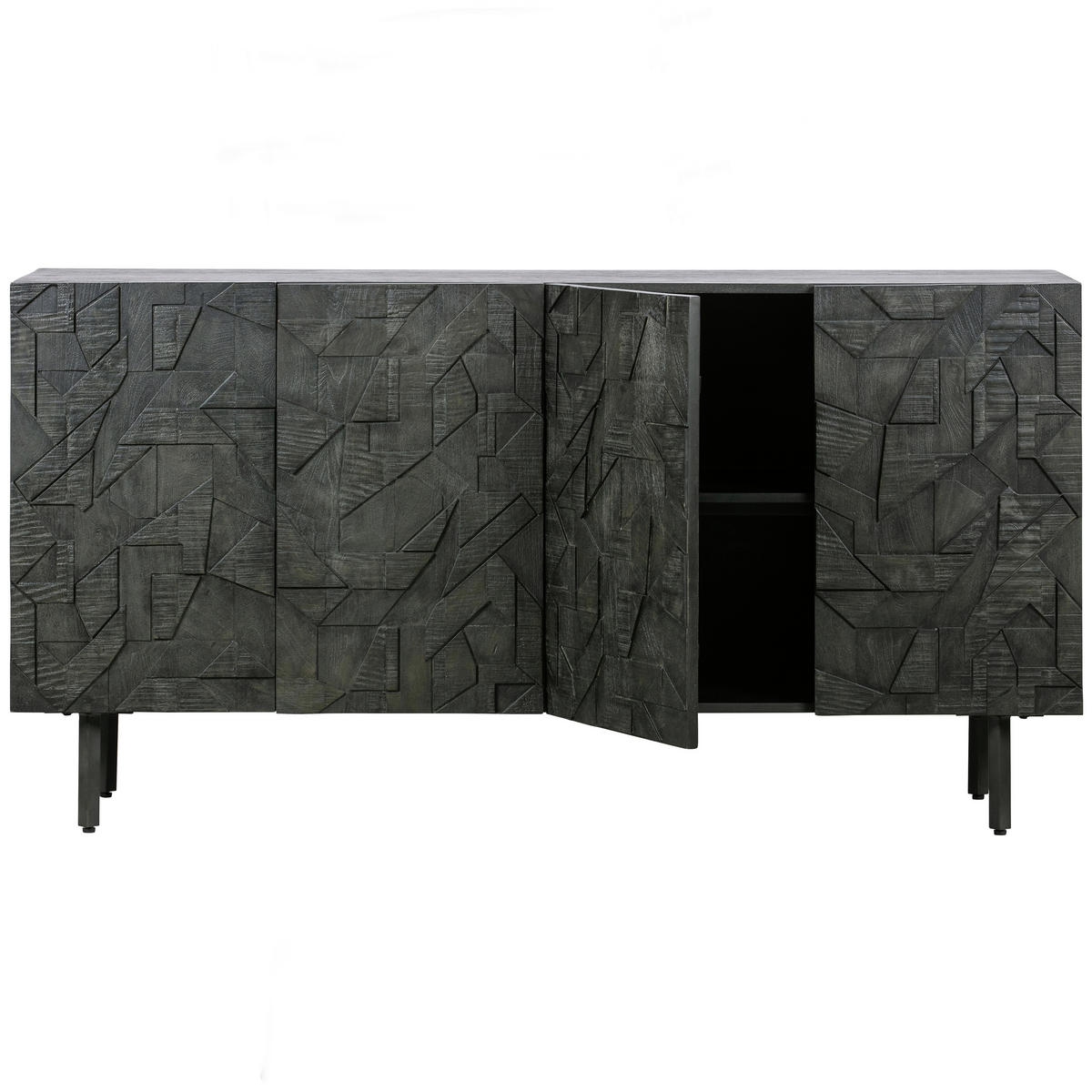 KOMMODE Counter, 160/83/40 cm,  - Schwarz, Design, Holz/Metall (160/83/40cm) - Livetastic