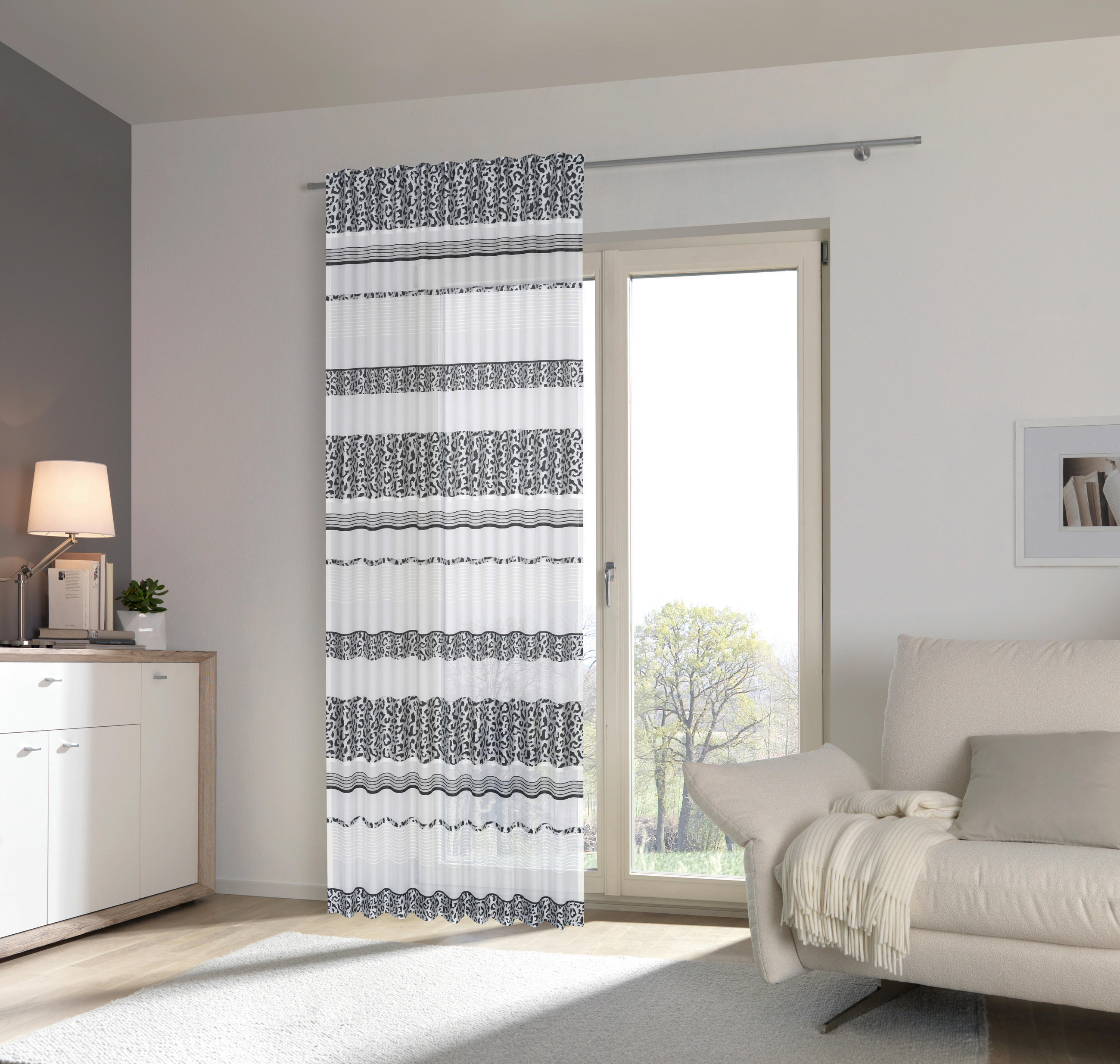 FERTIGVORHANG halbtransparent  - Schwarz, Trend, Textil (140/245cm) - Esposa