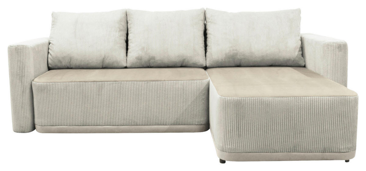 ECKSOFA STELLA in Plüsch Beige  234/166 cm  - Beige/Schwarz, Design, Kunststoff/Textil (234/166cm) - MID.YOU