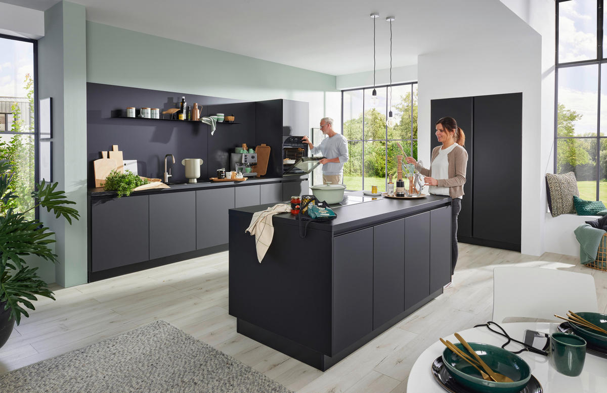 EINBAUKÜCHE P17  - Schwarz, Design, Holzwerkstoff - Dieter Knoll