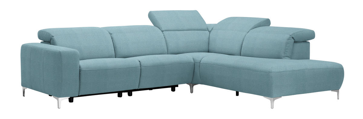 ECKSOFA Hellblau Flachgewebe  - Hellblau, Design, Textil/Metall (290/238cm) - Pure Home Lifestyle